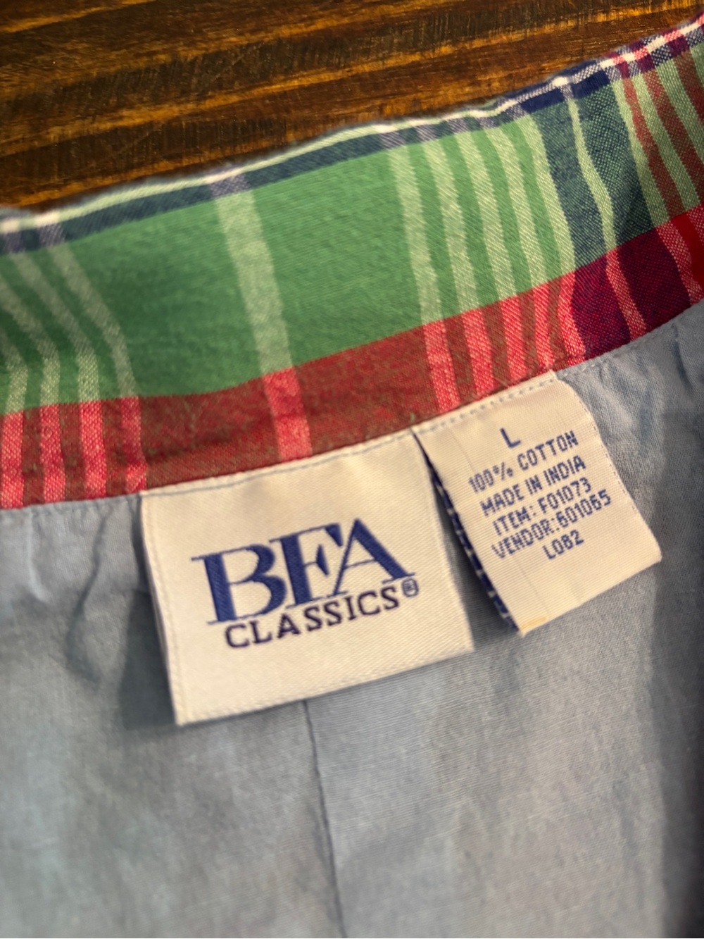 Vintage Madras Plaid Cotton Blazer Jacket BFA Classics 90s Preppy Coastal Large - Picture 7 of 11